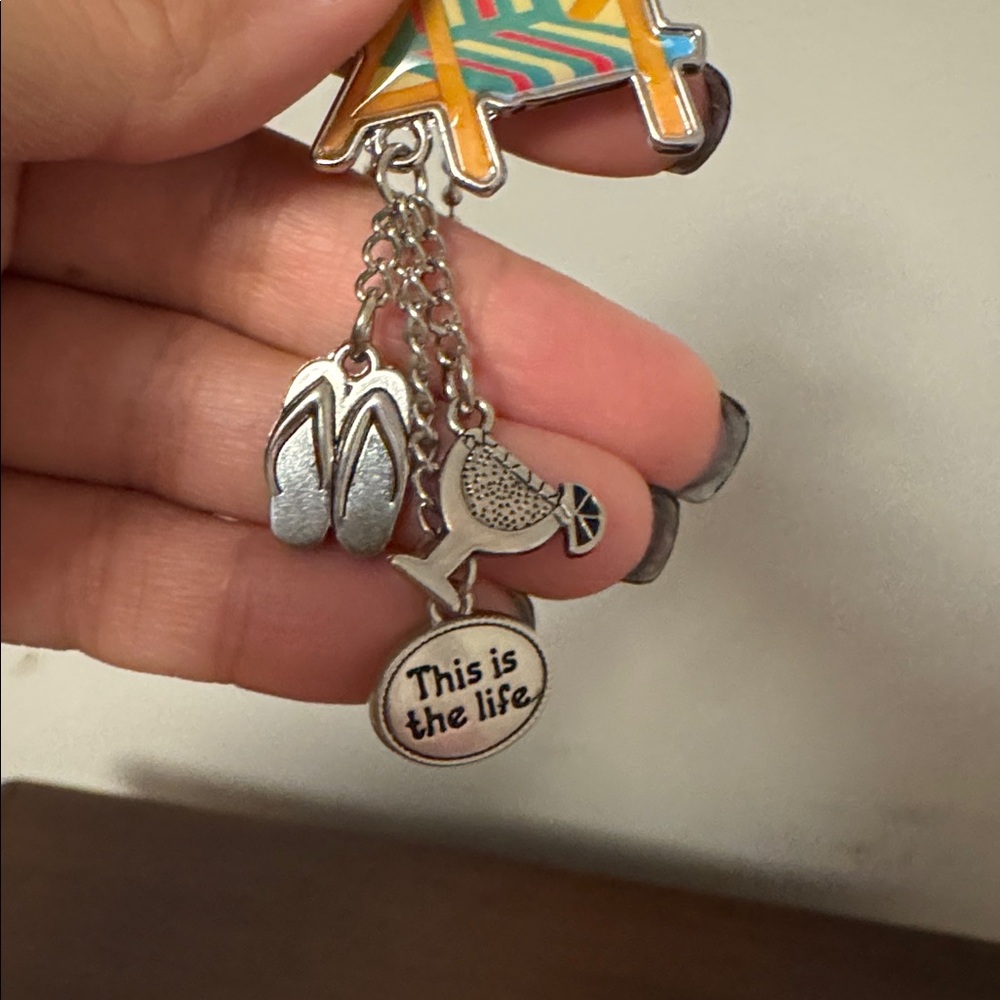 Colorful Beach Chair Rear View Mirror Accessory / Keychain - Picture 4 of 4